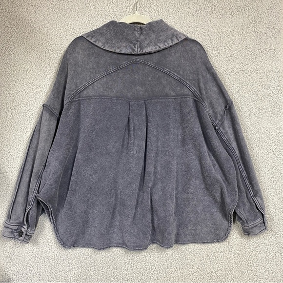 F21 Slouchy Distressed Oversized Reverse Seam One-Button Jacket Cardigan Size S - Picture 3 of 6